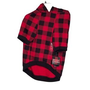 IDEOLOGY Pet Hoodie, buffalo Plaid, red black, L